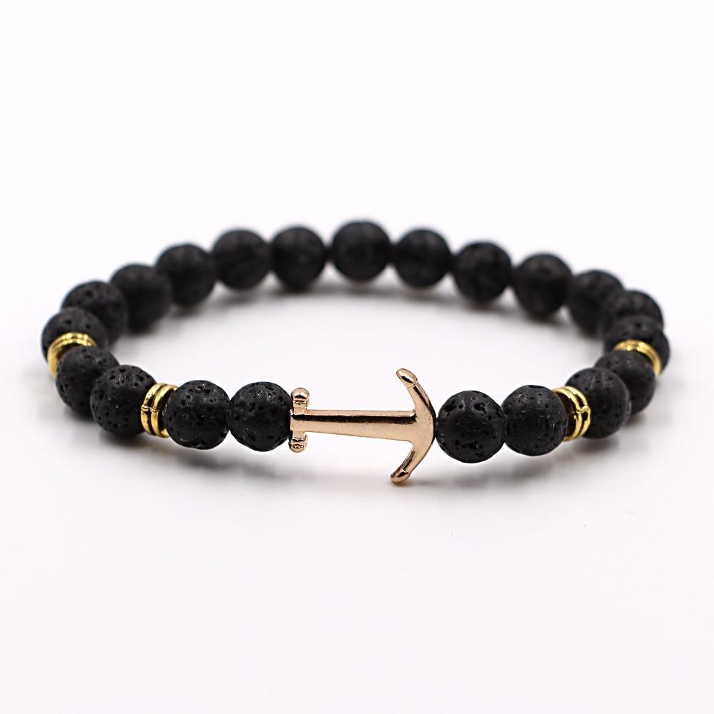 Bracelet en Pierre Naturelle au Design Ancre Élégant pour Hommes et Femmes