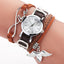 Montre en cuir avec pendentif en forme de cœur en argent pour femmes
