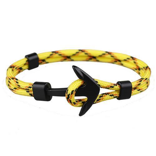 Pulsera de Paracord con Ancla Negra Elegante para Hombres