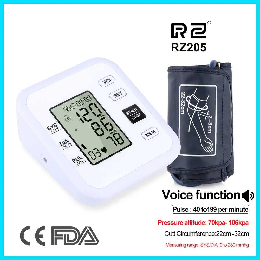 Health Care Arm Blood Pressure Monitor Heart Beat Rate Pulse Meter Tonometer Sphygmomanometers pulsometer - Korvel