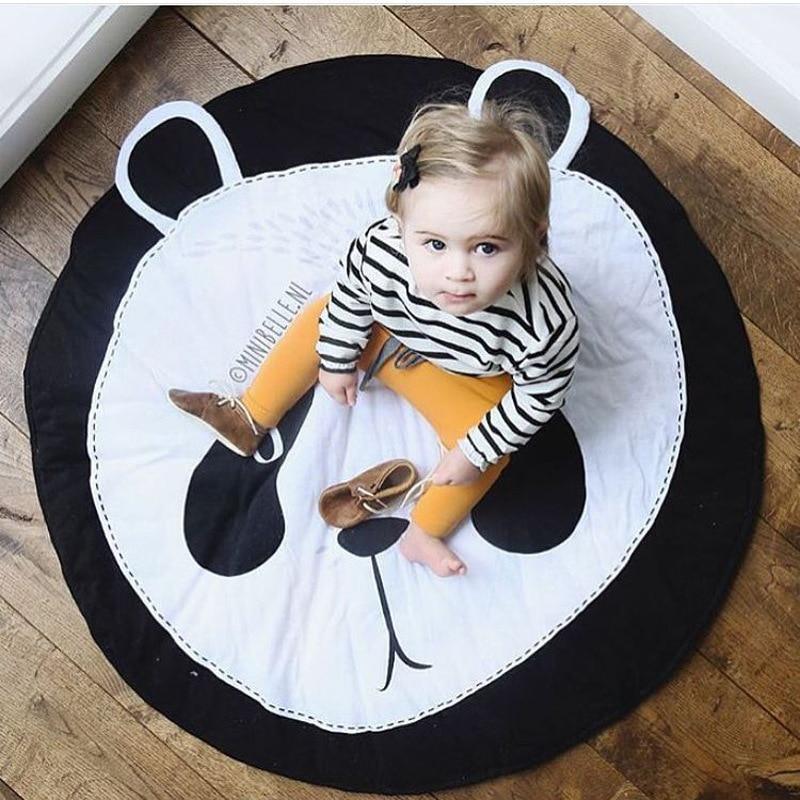 Alfombra de Juego de Algodón Premium para Bebés - Alfombra Redonda Suave para Niños
