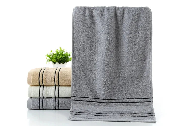 3Pieces Set Grey Cotton Towel Set for Men toalla 2pc Face Washcloth Hand Towel 1pc Bath Towel Camping Shower Towels Bathroom - Korvel