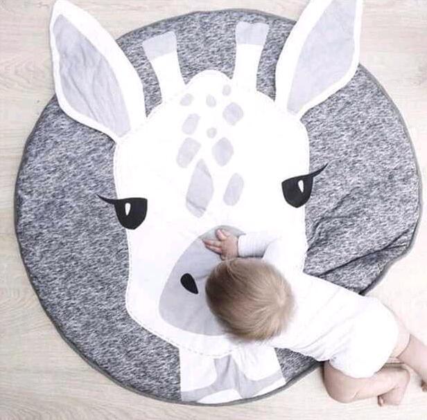 Deluxe Cartoon Animal Play Mat for Infants - Foldable Cotton Rug - Korvel