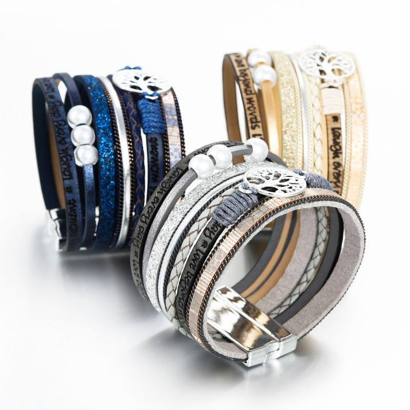 Elegant Handmade Leather Wrap Bracelet with Tree of Life Charm for Men and Women - Korvel