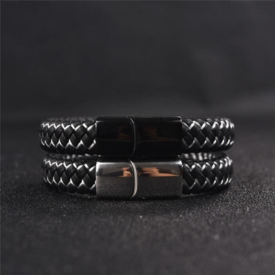Pulsera trenzada de cuero moderno de lujo hecha a mano para hombres