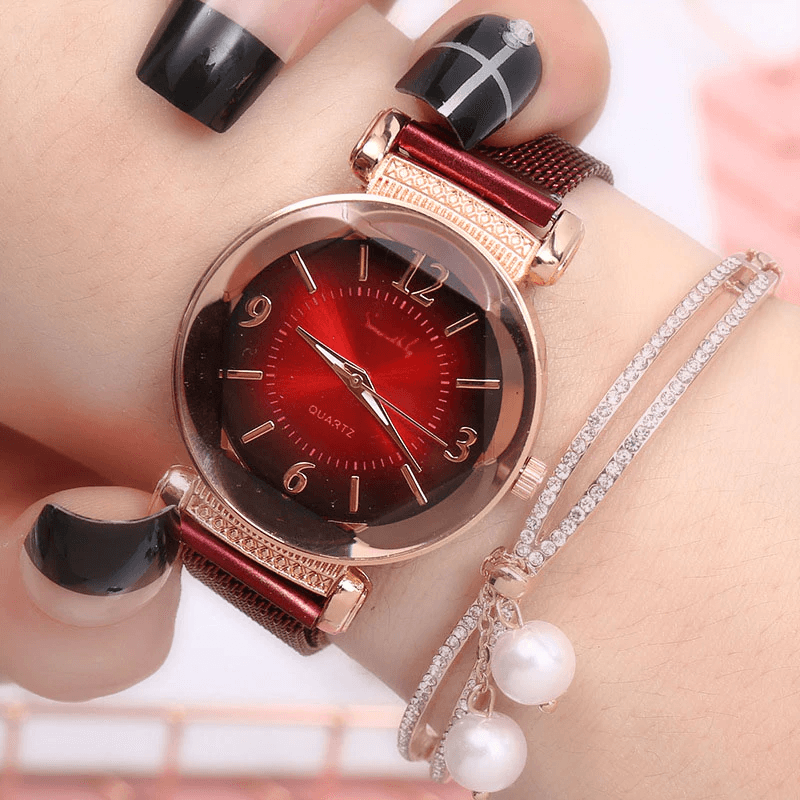 Luxury Gradient Dial Women's Watch with Milan Strap