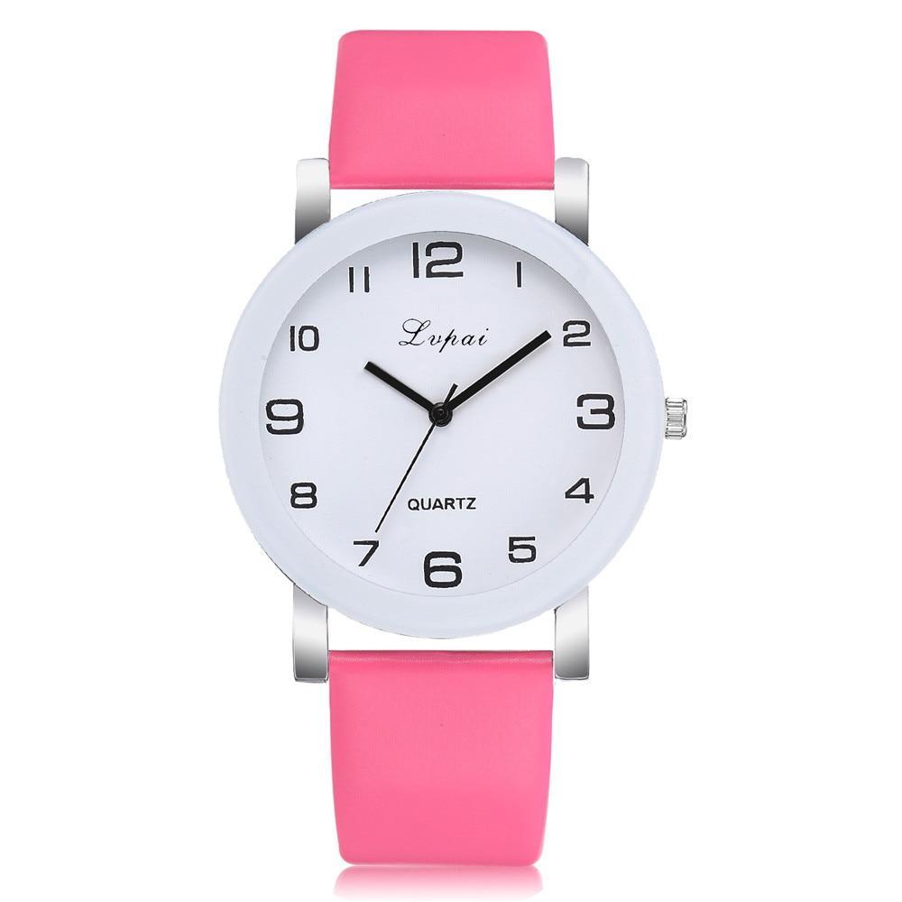 Montre à Quartz Blanche Élégante pour Femme avec Bracelet en Cuir