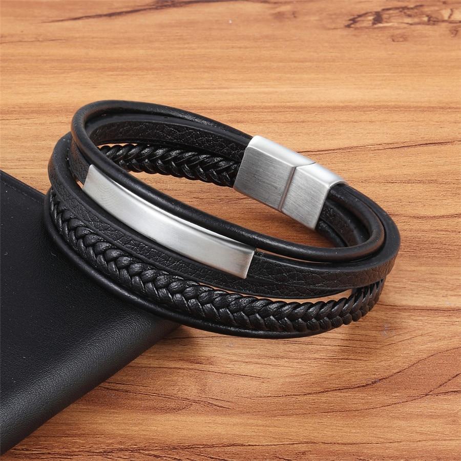 Classic Genuine Leather Multilayer Bracelet for Men