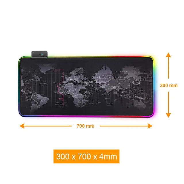 Tapis de souris de jeu RGB premium avec design de carte du monde