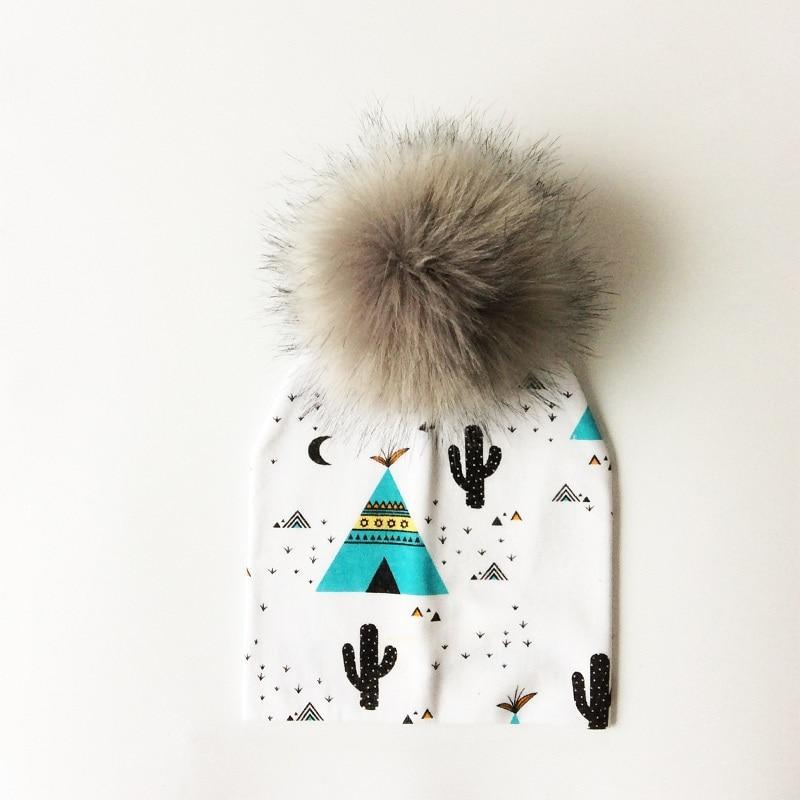 Luxury Cartoon Print Cotton Beanie Hat for Kids