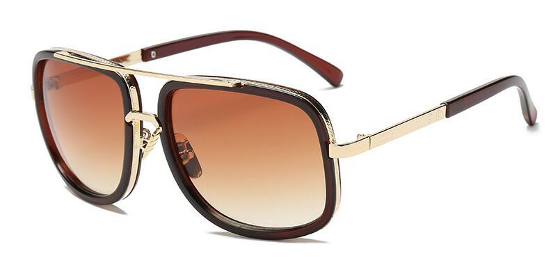 Elegant Oversized Gold Metal Frame Sunglasses
