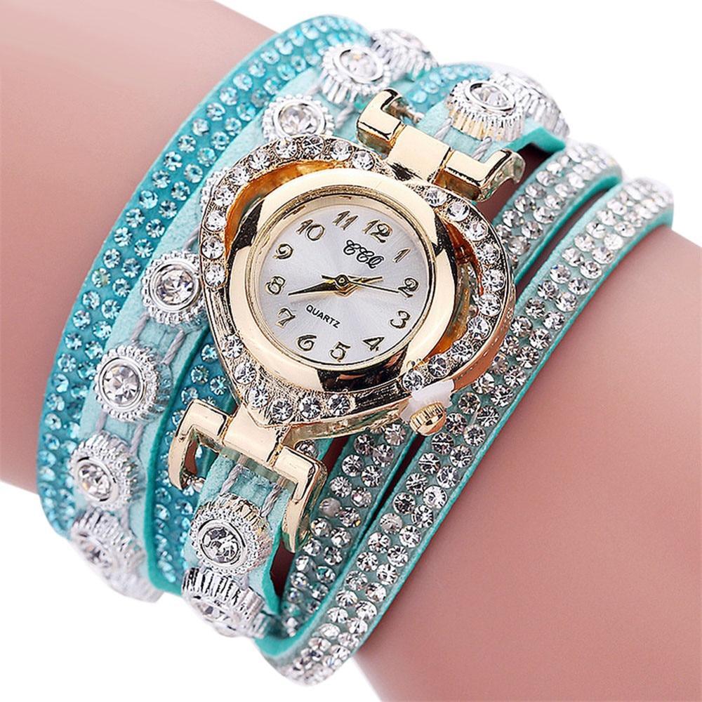 Montre Quartz Bracelet Vintage en Cristal Rhinestone de Luxe