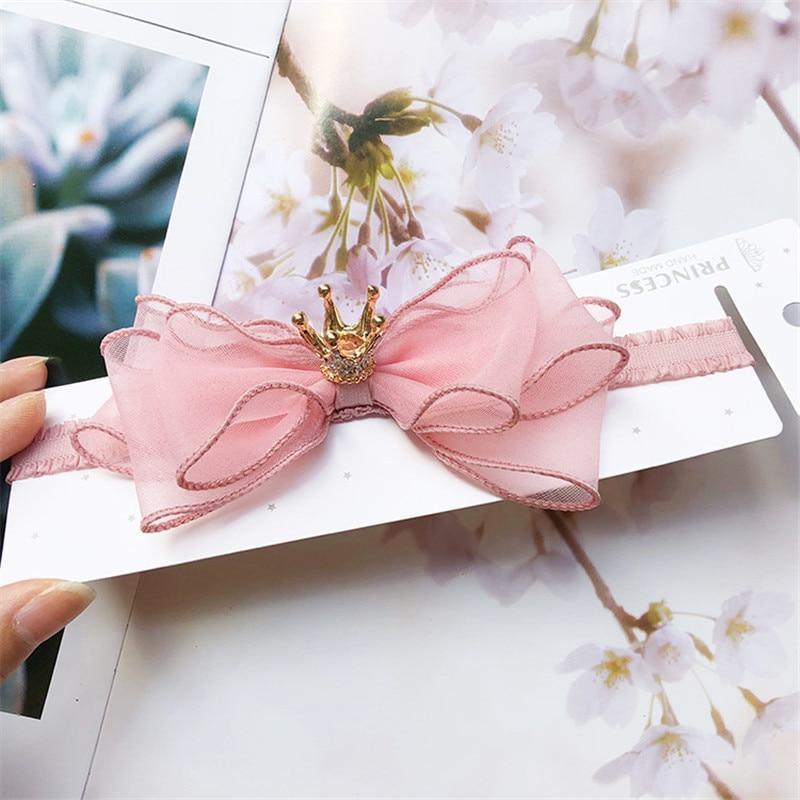 Luxury Pearl Handmade Bowknot Crown Headband for Baby Girls