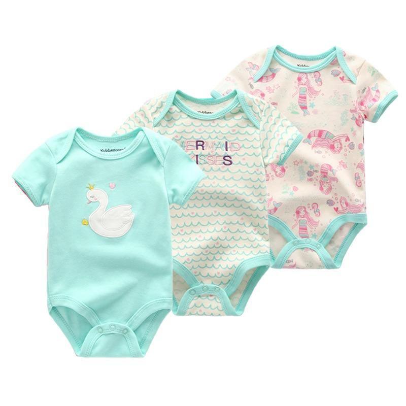 3-Piece Modern Baby Bodysuit Set - Unisex Unicorn Design