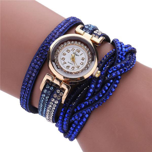 Montre Bracelet en Rhinestones pour Femmes en Quartz Doré Élégant