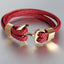 Elegant Blue Leather Bracelet for Men with Gold Anchor