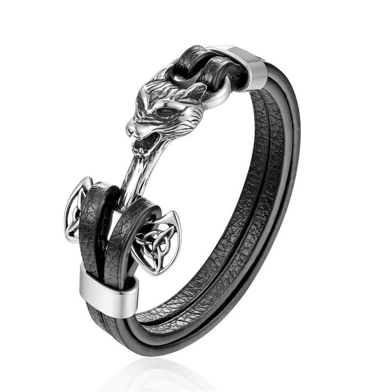 Pulsera de Ancla de Cuero Genuino con Charm de Acero Inoxidable