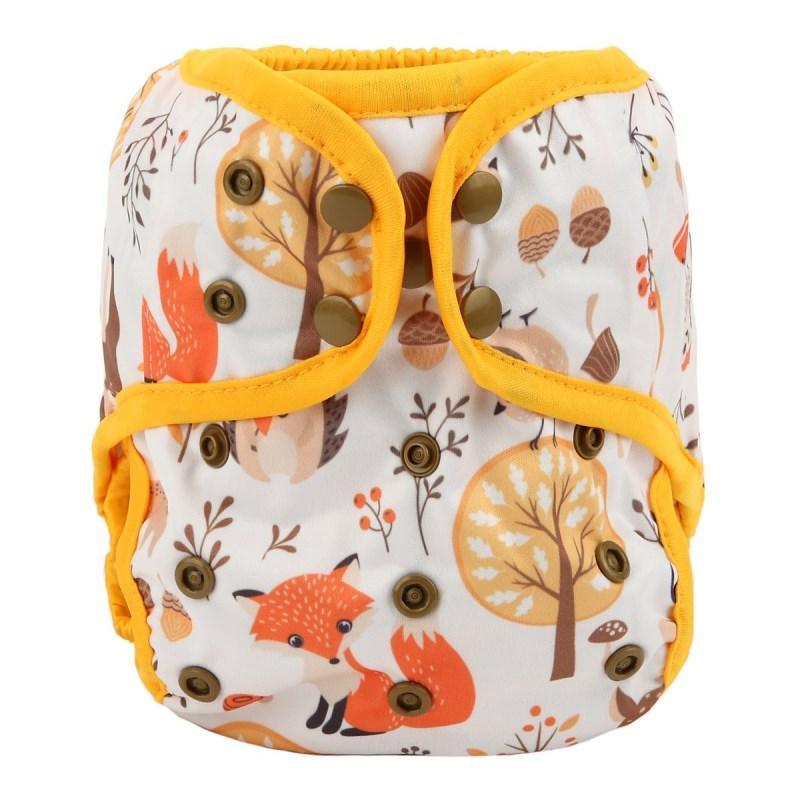 Couche en tissu pour bébé ajustable à taille unique avec double gousset