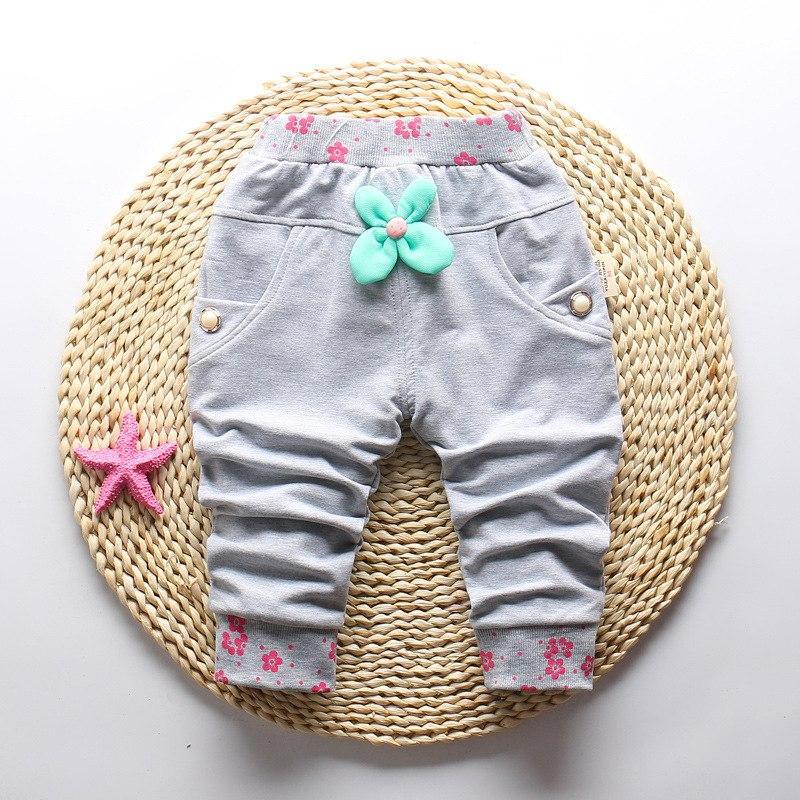 Pantalons pour bébés filles avec broderie de papillon mignon - 100 % coton