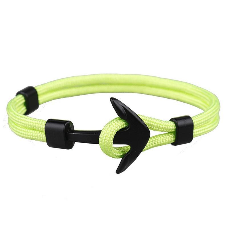 Pulsera de Paracord con Ancla Negra Elegante para Hombres