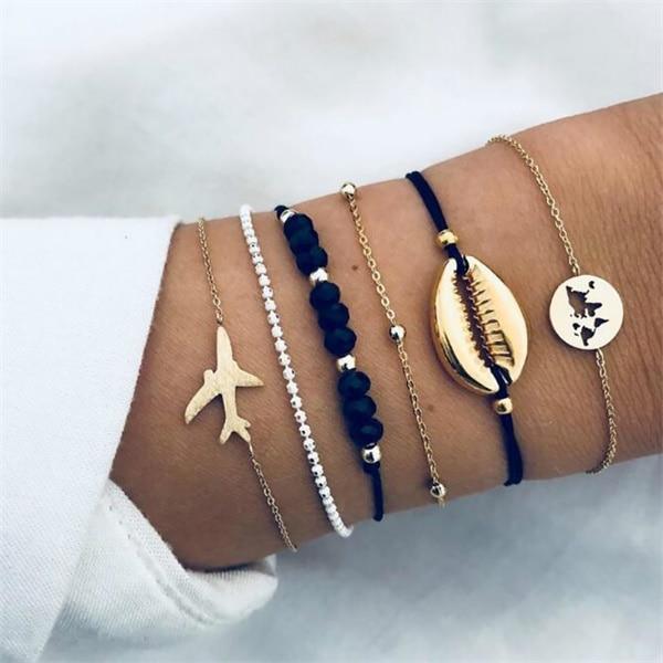 Luxury Gold Crystal Circle Arrow Bracelet Set for Women