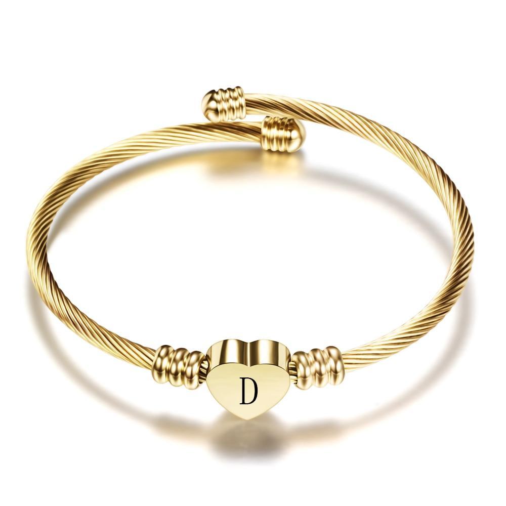 Elegant Gold Color Stainless Steel Heart Bracelet for Women