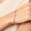 Adjustable Stainless Steel Crystal Double Heart Bow Cuff Bracelet