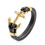 Pulsera de Ancla de Cuero Genuino con Charm de Acero Inoxidable
