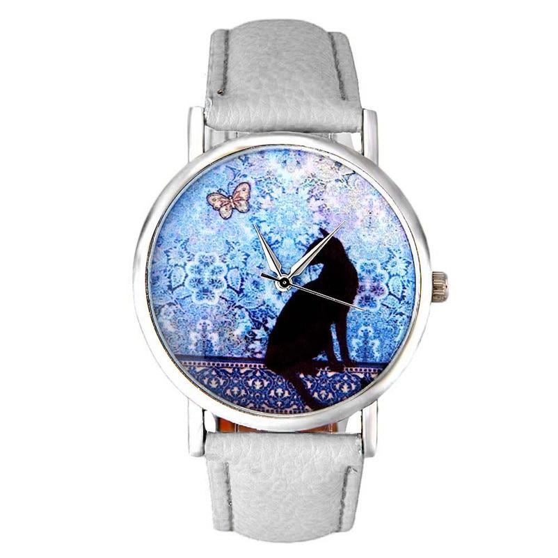 Montre Vintage Chat pour Femmes - Montre en Cuir Élégante à Quartz