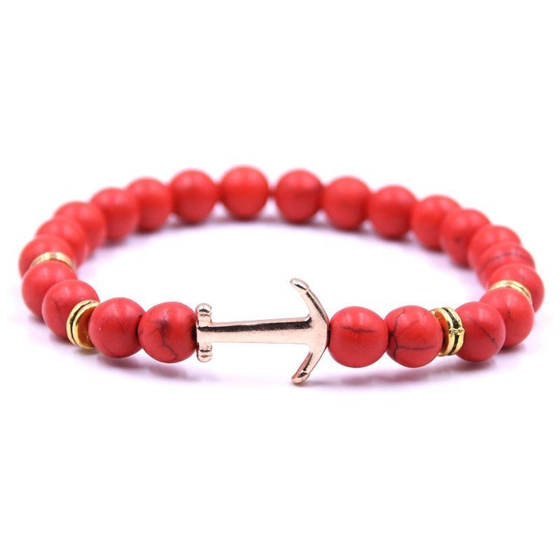 Bracelet en Pierre Naturelle au Design Ancre Élégant pour Hommes et Femmes
