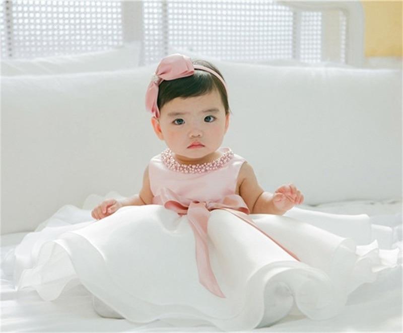 Luxury Handmade Pink Dress for Baby Girls' First Birthday