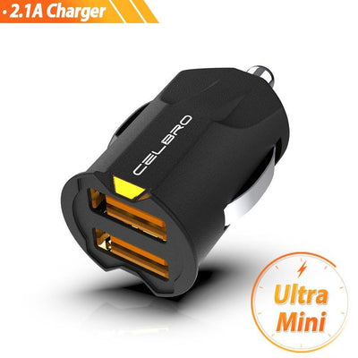 Mini USB Car Charger Adapter - Dual USB Ports for Mobile Devices