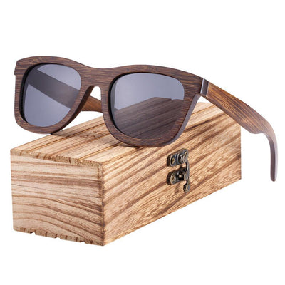 Lunettes de soleil carrées en bambou de luxe avec protection UV400