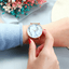 Montre de poignet pour femmes en marbre rose doré de luxe
