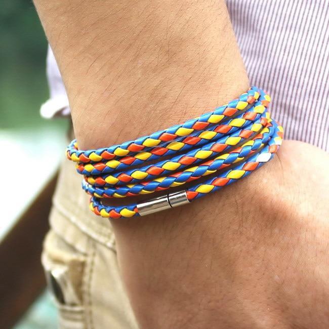 Trendy Black Retro Wrap Leather Bracelet for Men
