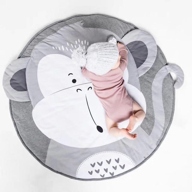 Deluxe Cartoon Animal Play Mat for Infants - Foldable Cotton Rug - Korvel