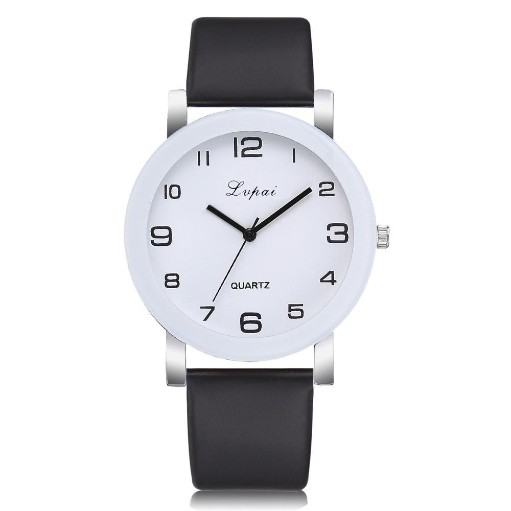 Montre à Quartz Blanche Élégante pour Femme avec Bracelet en Cuir