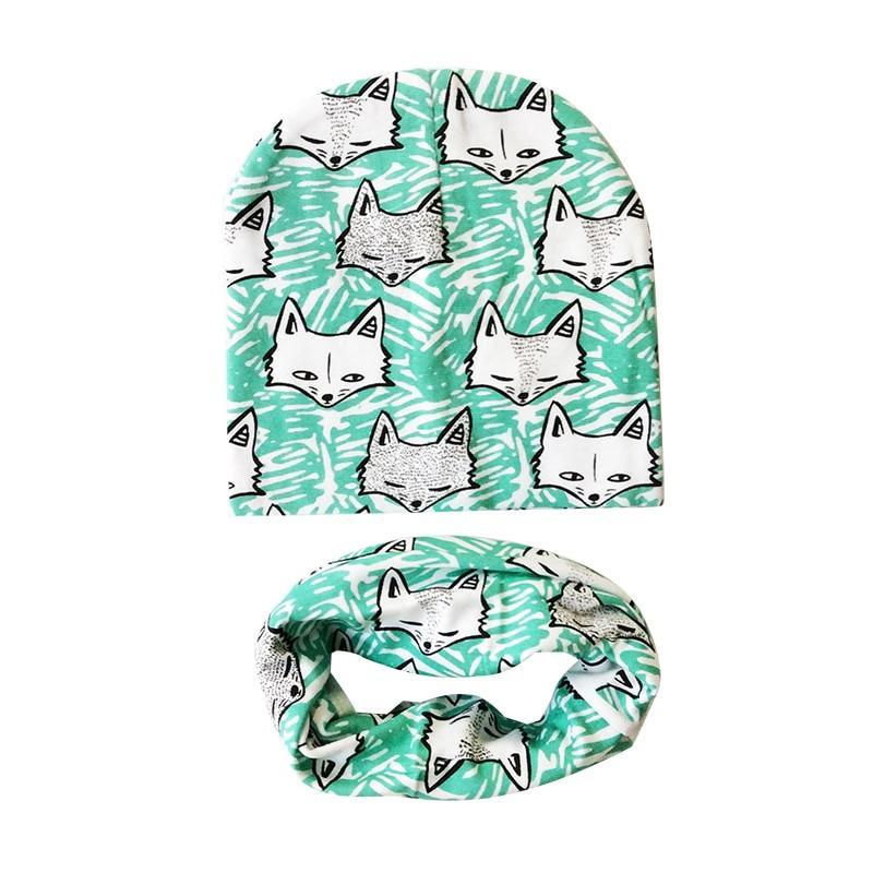 Modern Cartoon Sheep Cotton Hat & Scarf Set for Kids