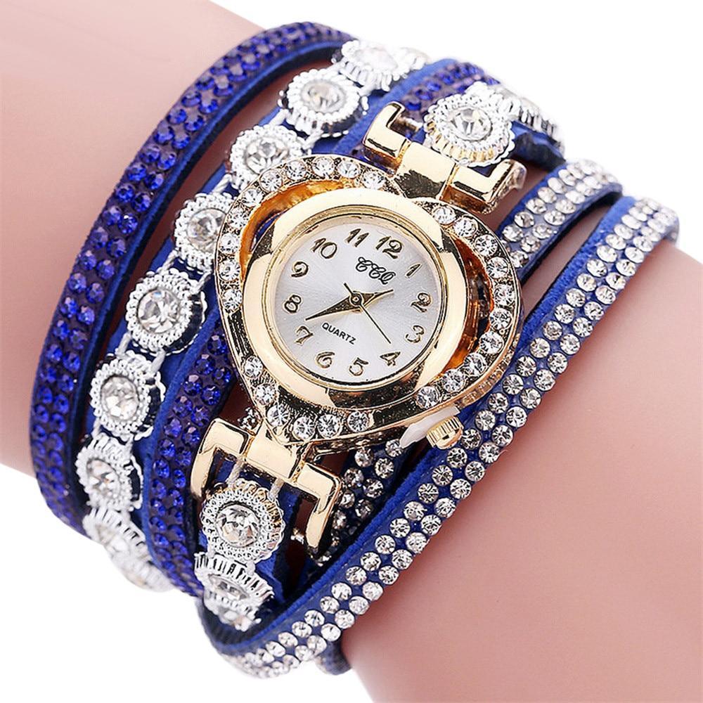 Montre Quartz Bracelet Vintage en Cristal Rhinestone de Luxe