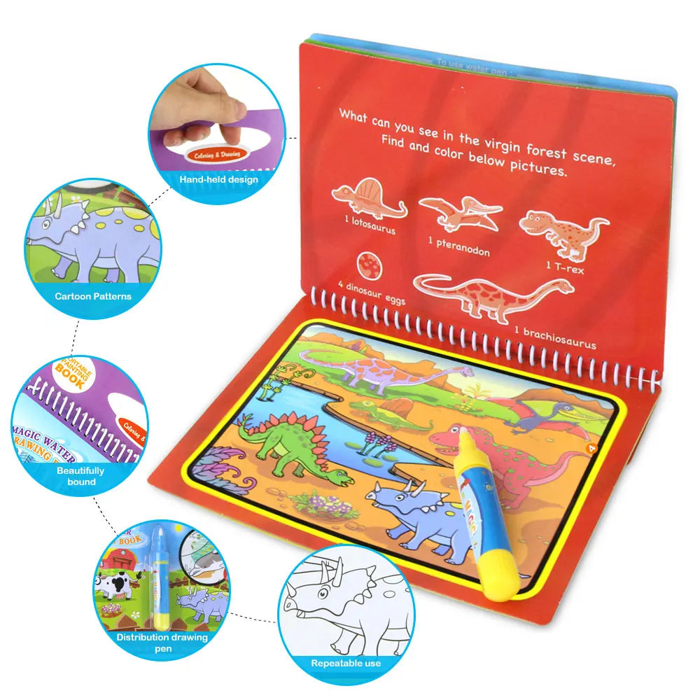 8 styles Magic Water Drawing Book Coloring Doodle - Korvel