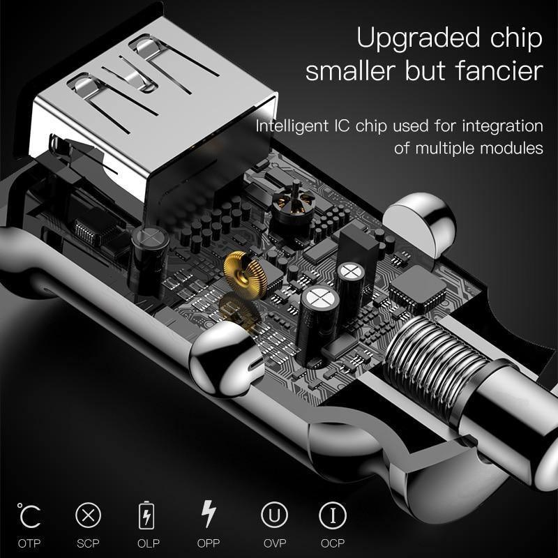 Chargeur de voiture USB noir double 3.1A - Adaptateur de charge rapide