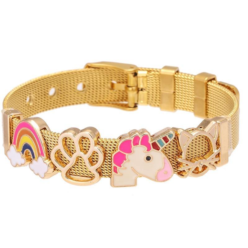 Conjunto de Pulseras de Acero Inoxidable Elegante con Charm de Corazón de Cristal