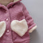 Cozy Velvet Winter Coats for Baby Girls - Heart Print Hoodies - Korvel
