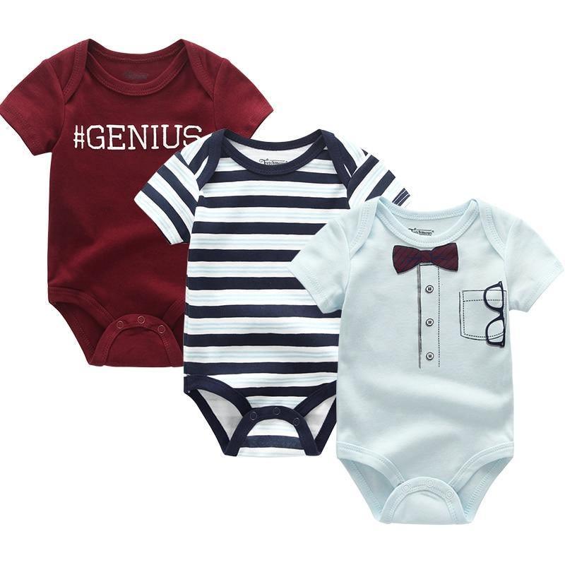 3-Piece Modern Baby Bodysuit Set - Unisex Unicorn Design