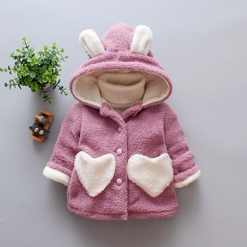 Cozy Velvet Winter Coats for Baby Girls - Heart Print Hoodies - Korvel