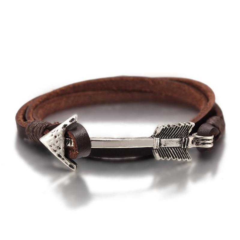 Multilayer Charm Leather Vintage Bronze Arrow Bracelet