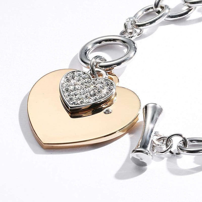 Trendy Gold Heart Charm Bracelet for Women - Stylish Silver Link Chain Jewelry - Korvel
