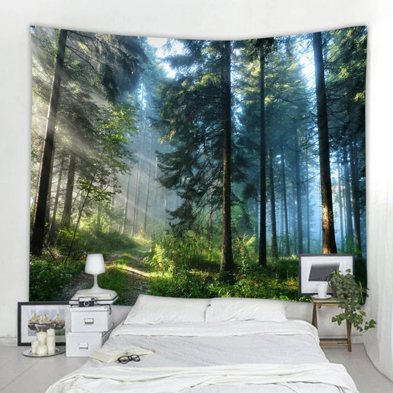 Beautiful Natural Forest Printed Large Wall Tapestry Wall Art Decor - Korvel