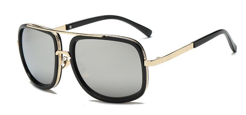 Elegant Oversized Gold Metal Frame Sunglasses