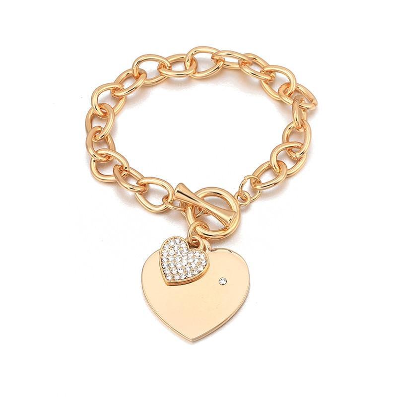 Trendy Gold Heart Charm Bracelet for Women - Stylish Silver Link Chain Jewelry - Korvel